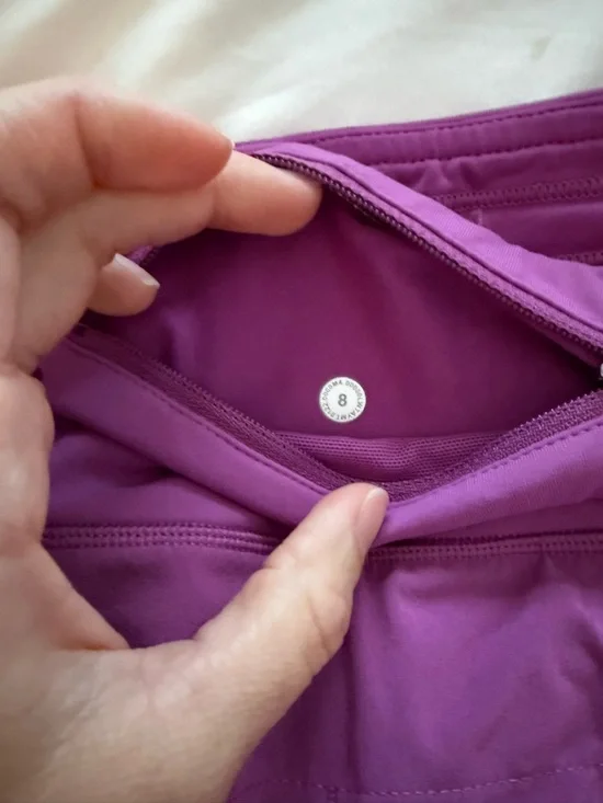 lululemon athletica magenta layered skort-style running shorts - Picture 3 of 3